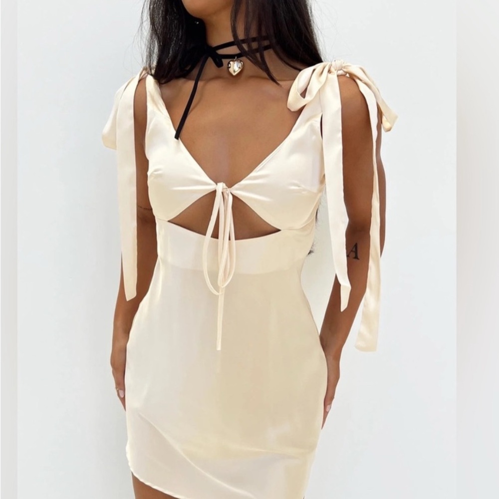 Lioness Barbie Cream Tie-Shoulder Dress